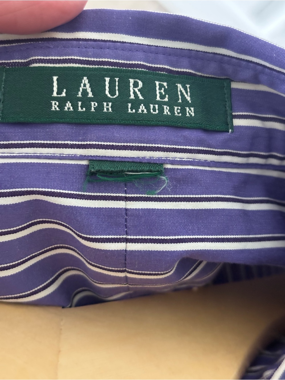 Ralph Lauren Purple Stripe Ruffle Front Button-Down Shirt - Picture 4 of 5